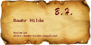 Baahr Hilda névjegykártya
